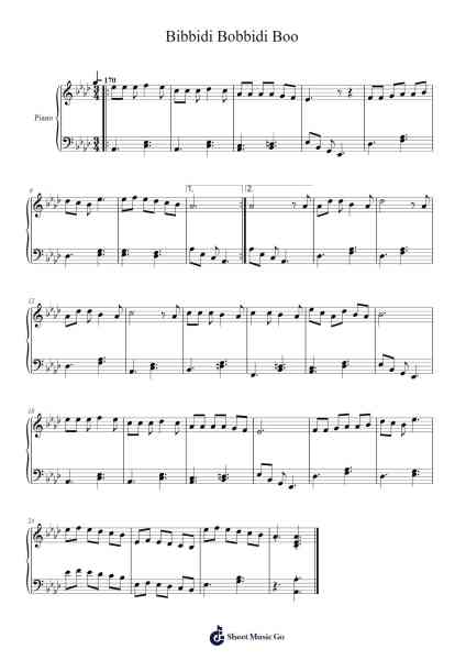 Bibbidi Bobbidi Boo Sheet Music by Misc Cartoons-Arr.Fowcoln