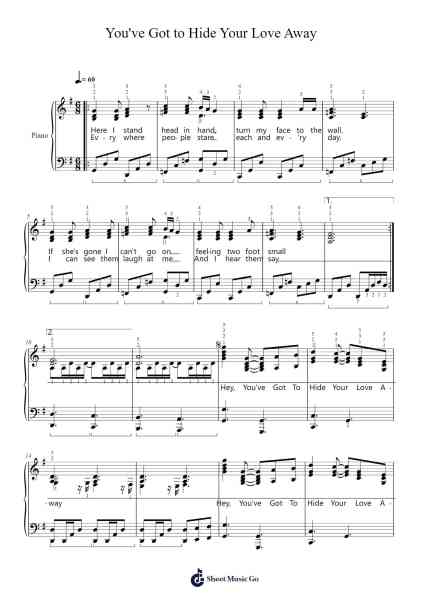 You've Got to Hide Your Love Away Sheet Music by John Lennon/Paul McCartney-Arr.Consclife Gosden