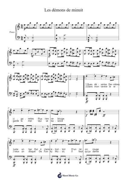 Les démons de minuit Sheet Music by Images-Arr.Jenrene Fares