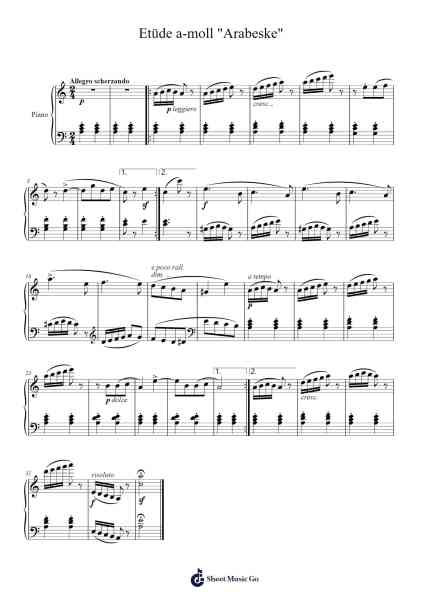 Etüde a-moll "Arabeske" Sheet Music by Friedrich Burgmüller-Arr.Geward Mansloyd