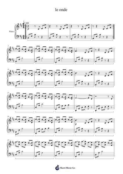le onde Sheet Music by Ludovico Einaudi-Arr.Stonelian Chantham