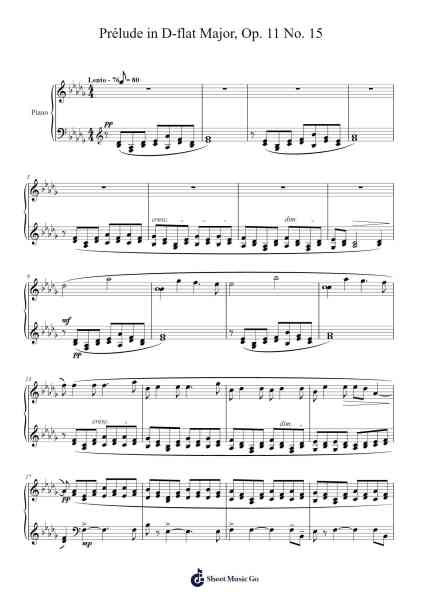 Prélude in D-flat Major, Op. 11 No. 15 Sheet Music by Alexander Scriabin-Arr.Pearric