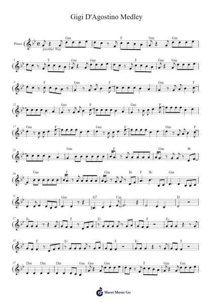 Gigi D'Agostino Medley Sheet Music by Gigi D'Agostino-Arr.Bercob