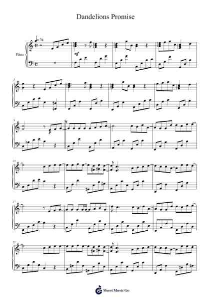 Dandelions Promise Sheet Music by Jay Chou-Arr.Hicksreg