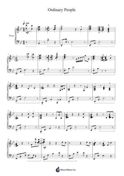 Ordinary People Notas de música por John Legend-Arr.Taypeare Rolius