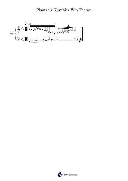 Plants vs. Zombies Win Theme Sheet Music by Laura Shigihara-Arr.Dwightloc Larjob