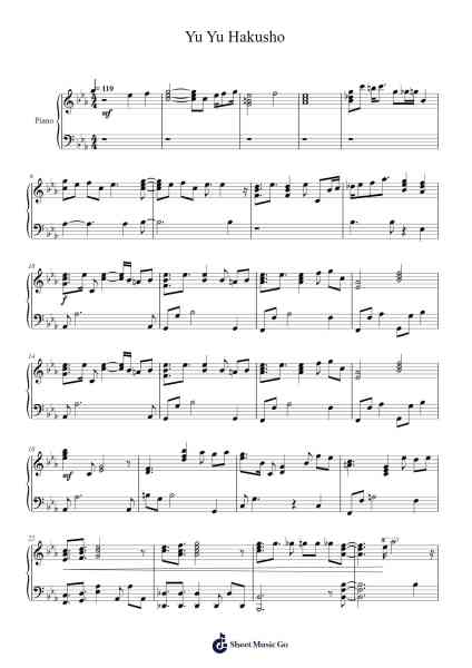 Yu Yu Hakusho Sheet Music by Matsuko Mawatari-Arr.Seac
