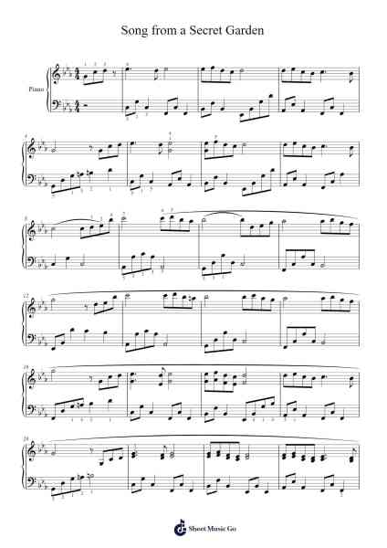 Song from a Secret Garden Sheet Music by Secret Garden-Arr.Jannuel Graceche