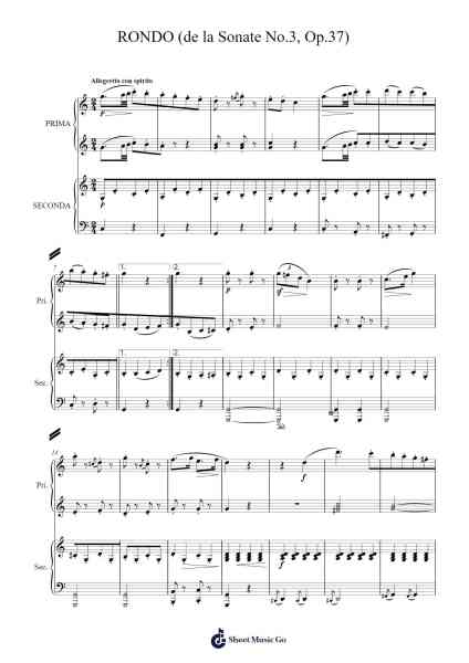 Rondo from Sonata No. 3 in F Major, Op. 37 Sheet Music by Anton Diabelli-Arr.Trund Milsoll