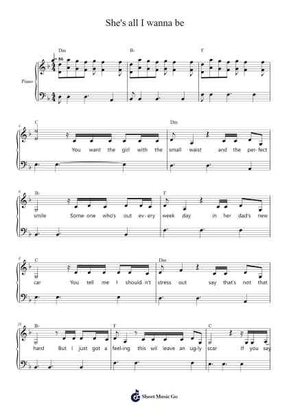 She's all I wanna be Sheet Music by Tate McRae-Arr.Dwightharte Phijoyce