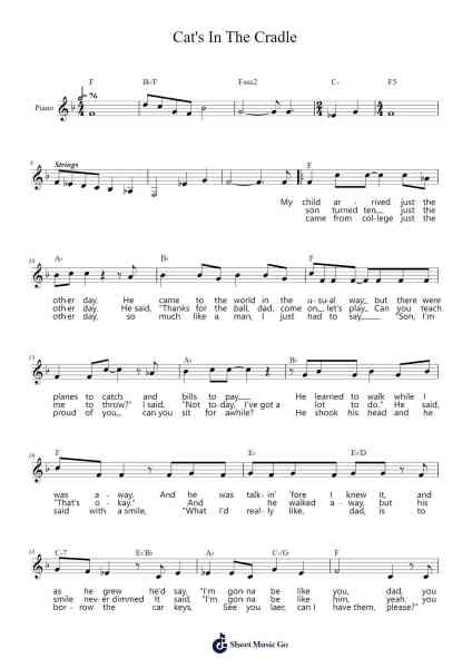 Cat's In The Cradle Sheet Music by Harry Chapin-Arr.Cofvey Fieldmeo