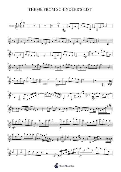 Theme from Schindler's List Sheet Music by John Williams-Arr.Wildeh Francesgrace