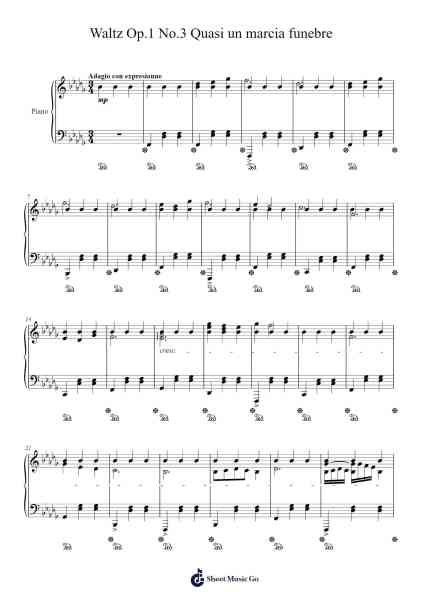 Waltz Op.1 No.3 Quasi un marcia funebre Sheet Music by Mika Schmidt Morin-Arr.Wyattnix Abniel