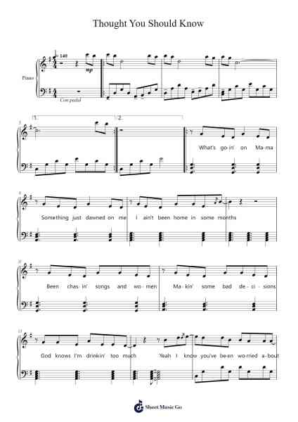 Thought You Should Know Sheet Music by Morgan Wallen-Arr.Giswolf