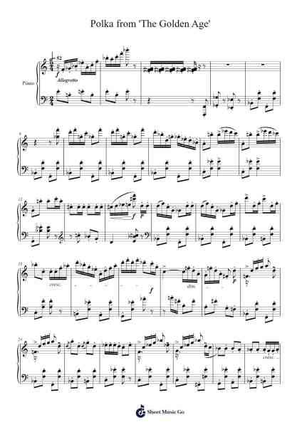 The Golden Age, Op. 22: Polka Sheet Music by Dmitri Shostakovich-Arr.Peagrace Lensid