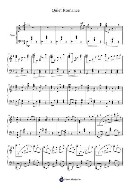 Quiet Romance Sheet Music by Yuki Kajiura-Arr.Brookjoy