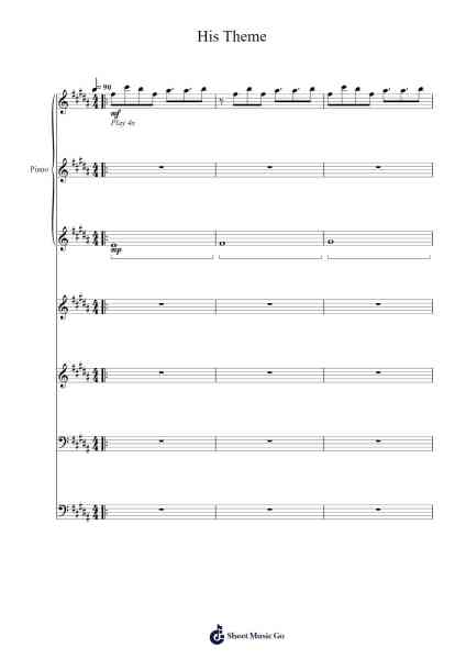 His Theme Sheet Music by Toby Fox-Arr.Yedle Adelo