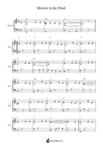 Blowin' in the Wind Sheet Music by Bob Dylan-Arr.Irbald Jouvier