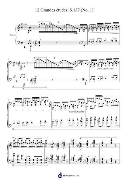 12 Grandes études, S.137: No. 1 in C Major Sheet Music by Franz Liszt-Arr.Springgene
