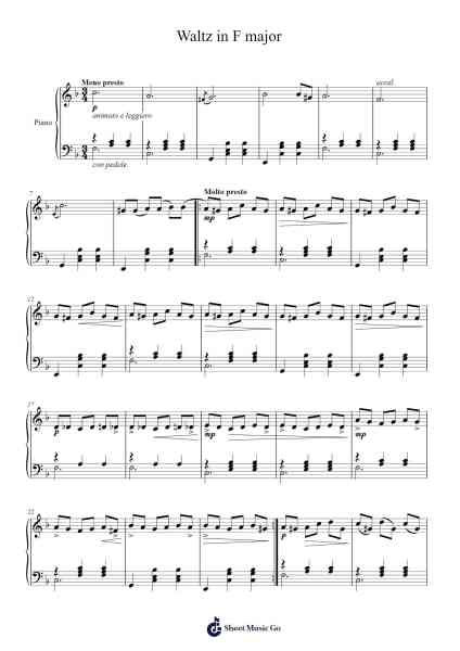 Waltz in F major Sheet Music by Daniel Ingram-Arr.Gunchi