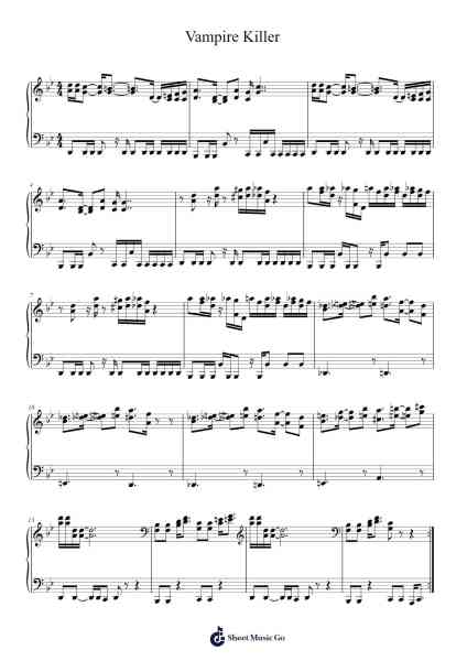 Vampire Killer Sheet Music by Kinuyo Yamashita-Arr.Janedo