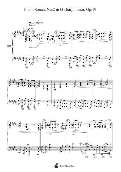 Piano Sonata No. 2 in G-sharp Minor, Op. 19 Sheet Music by Alexander Scriabin-Arr.Xanbrowne