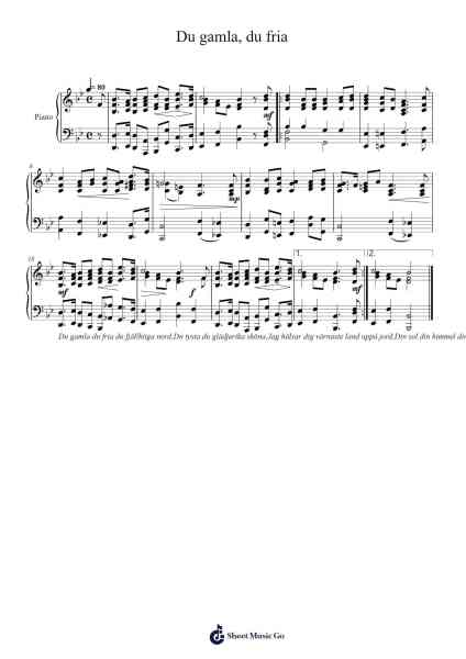 Du gamla, du fria Sheet Music by Misc Traditional-Arr.Gillnise