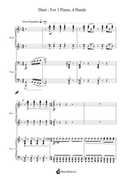 Duet for 1 Piano, 4 Hands, Set 4, No. 2 Sheet Music by aceplayer2007-Arr.Graril