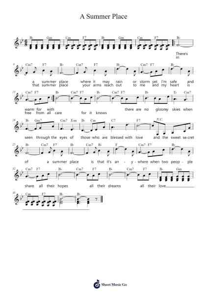 A Summer Place Sheet Music by Max Steiner-Arr.Kerrdutt Anda