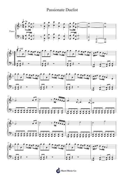 Yu-Gi-Oh! Passionate Duelist Piano Sheet Music by Tatsuyuki Maeda-Arr.Grifdice