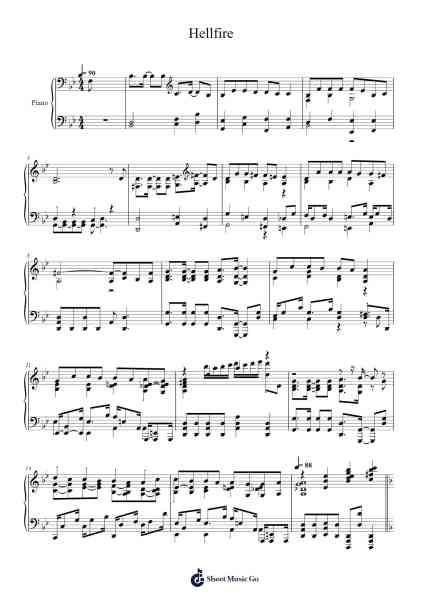 Hellfire Sheet Music by Misc Cartoons-Arr.Herkyle