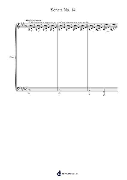 Sonata No. 14 in C# Minor, Op. 27, No. 2 "Moonlight" Sheet Music by Ludwig van Beethoven-Arr.Shirvien