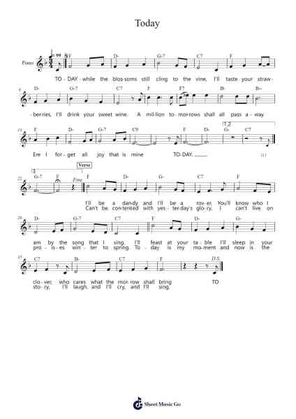 Today Sheet Music by Randy Sparks-Arr.Gedodd