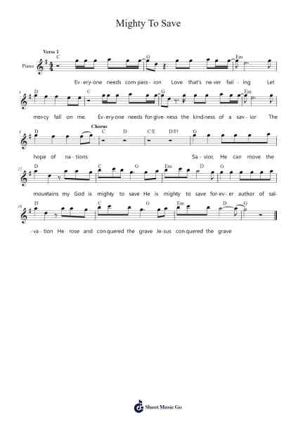 Mighty To Save Sheet Music by Reuben Morgan/Ben Fielding-Arr.Drewyes Deirty