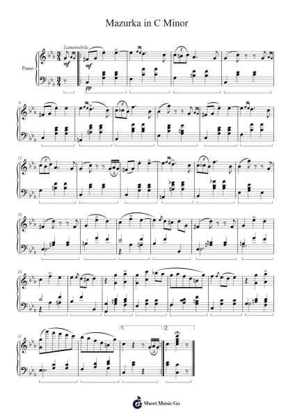 Mazurka in C Minor, Op. 56, No. 3 Sheet Music by Mikhail Glinka-Arr.Hula
