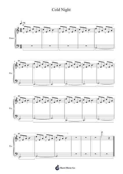Cold Night Sheet Music by Yu-Peng Chen-Arr.Curwilde Perwin