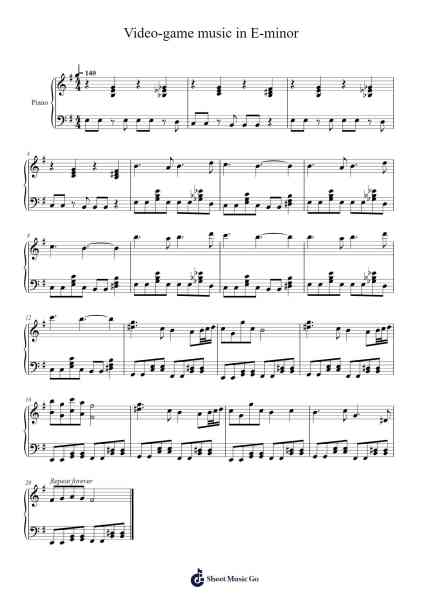 Video-game music in E-minor Sheet Music by Troychard-Arr.Davexy Tykins