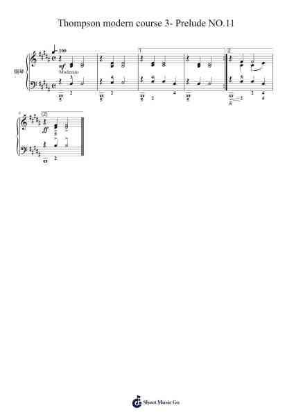 Thompson modern course 3- Prelude NO.11 Sheet Music by John Thompson-Arr.Fanold Moulmar