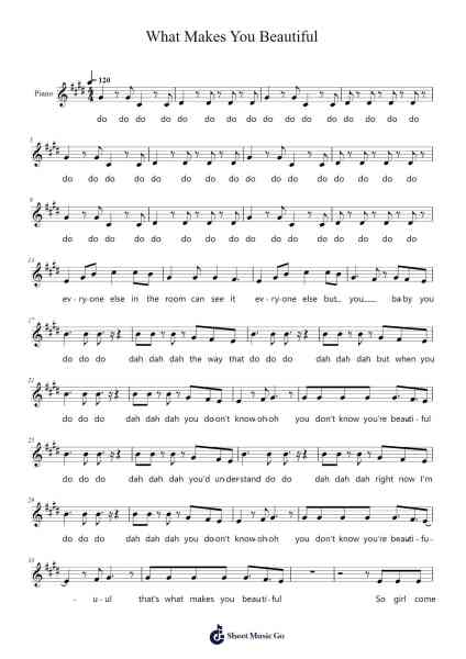 What Makes You Beautiful Sheet Music by One Direction-Arr.Vinpeare