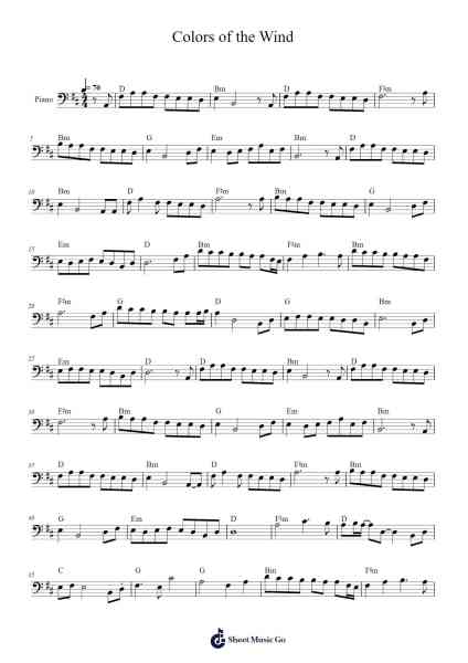 Colors of the Wind Sheet Music by Alan Menken-Arr.Fordlome