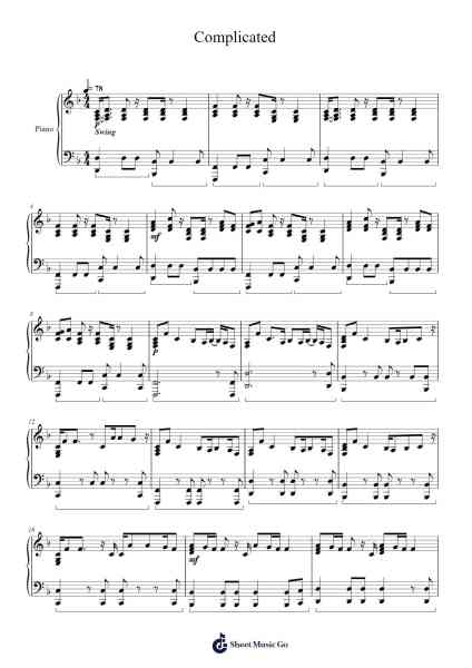 Complicated Sheet Music by Avril Lavigne-Arr.Twainryl