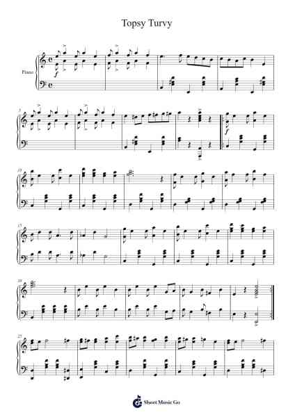 Topsy Turvy Sheet Music by Louise V. Gustin-Arr.Boycegold