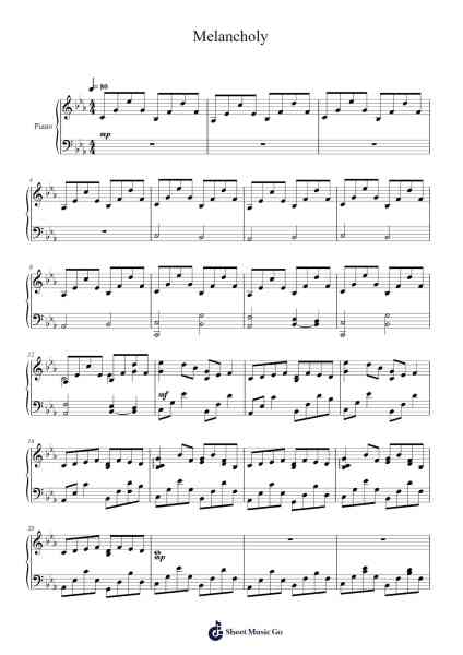 Melancholy Sheet Music by NyxTheShield-Arr.Phiphrey Bowthey