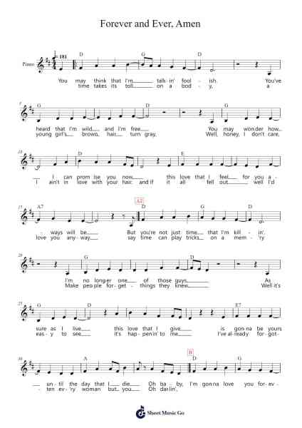 Forever and Ever, Amen Sheet Music by Randy Travis-Arr.Denre