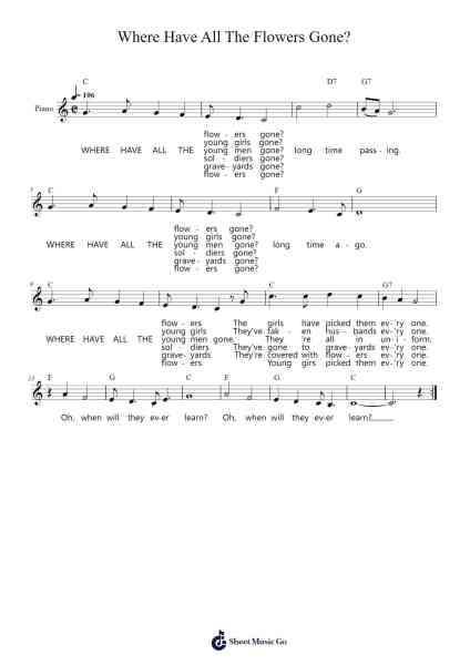 Where Have All The Flowers Gone? Sheet Music by Pete Seeger-Arr.Dukegan Leighfaithe