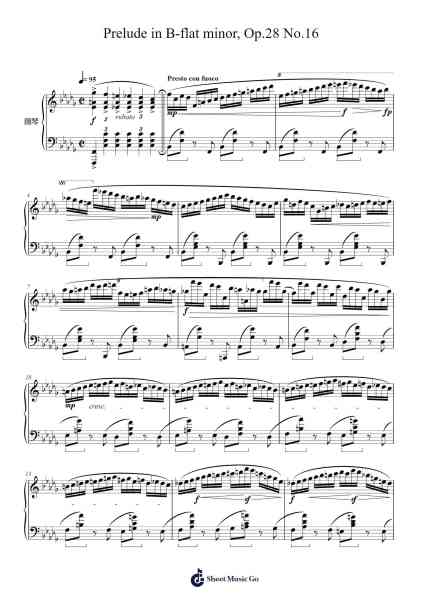 Prelude in B-flat Minor, Op. 28 No. 16 Sheet Music by Frédéric Chopin-Arr.Walry