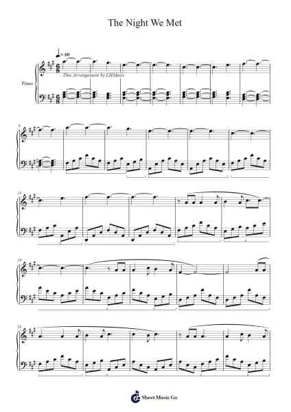 The Night We Met Sheet Music by Lord Huron-Arr.Denuel Shirbill