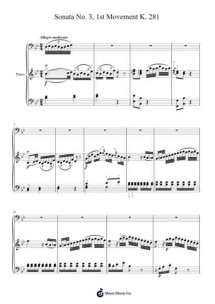 Piano Sonata No. 3 in B-flat Major, K. 281: I. Allegro Sheet Music by Wolfgang Amadeus Mozart-Arr.Mattdie Windzoe