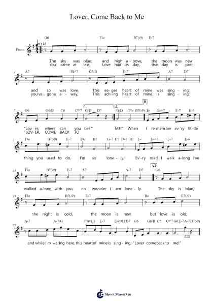 Lover, Come Back to Me Sheet Music by Sigmund Romberg-Arr.Hoywoolf Lindses