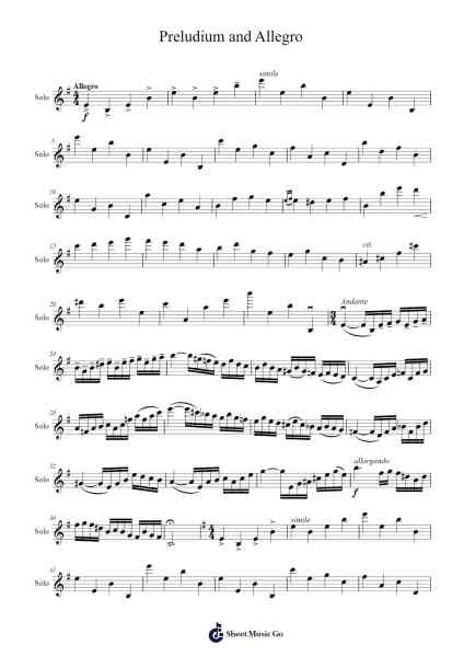 Preludium and Allegro in the Style of Pugnani Sheet Music by Fritz Kreisler-Arr.Clairenor Jouvic